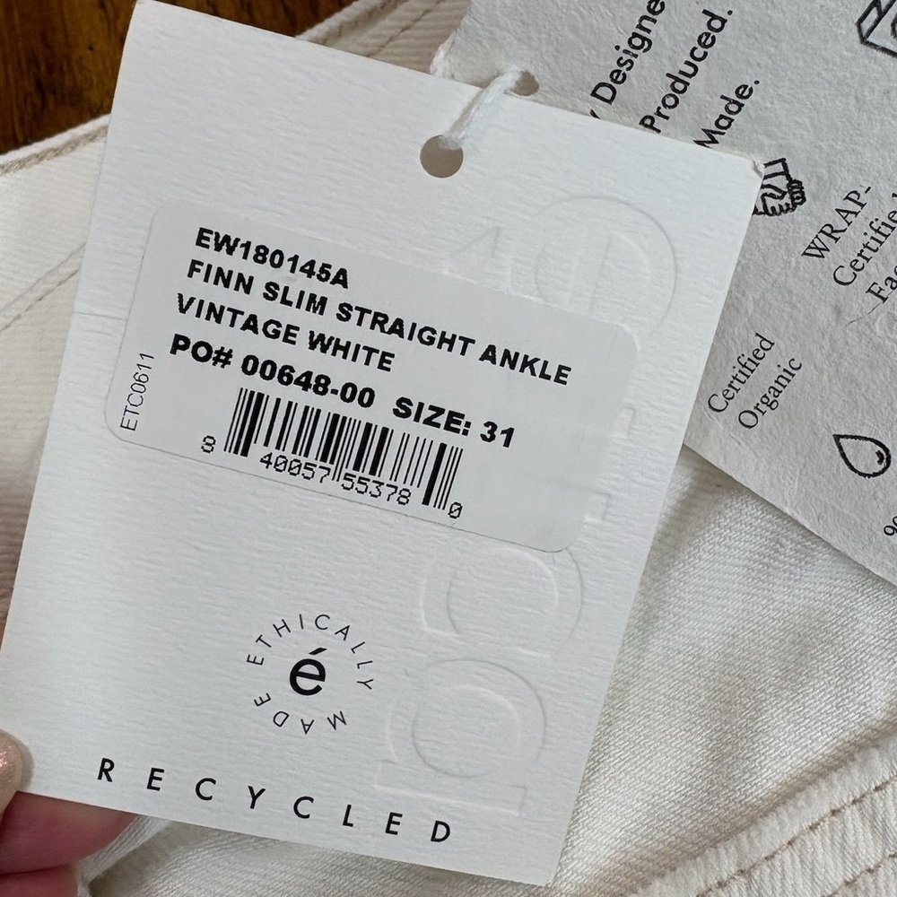 Ética Vintage White Finn Slim Straight Ankle Jeans Size 31 Vintage White - Picture 12 of 14